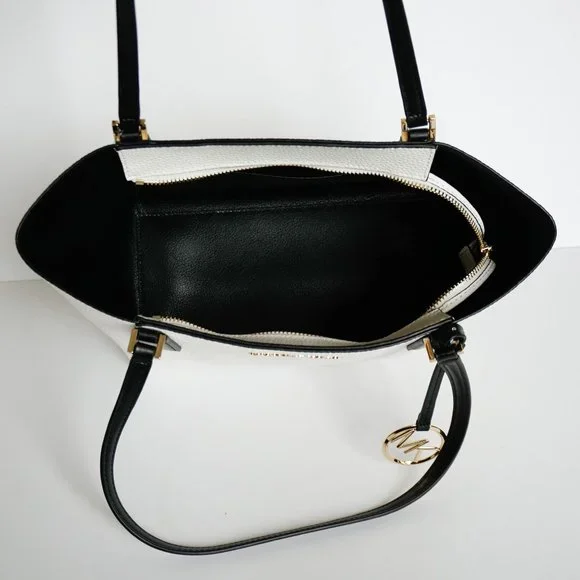 Michael Kors Kimberly Small Bonded Tote Leather Bag White Back - Picture 6 of 10